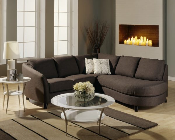 Alula Leather Sectional Brown Room