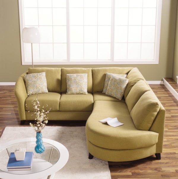 Alula Leather Sectional Yellow Room