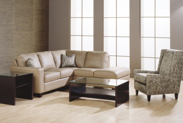 Leeds Leather Sectional Tan Room