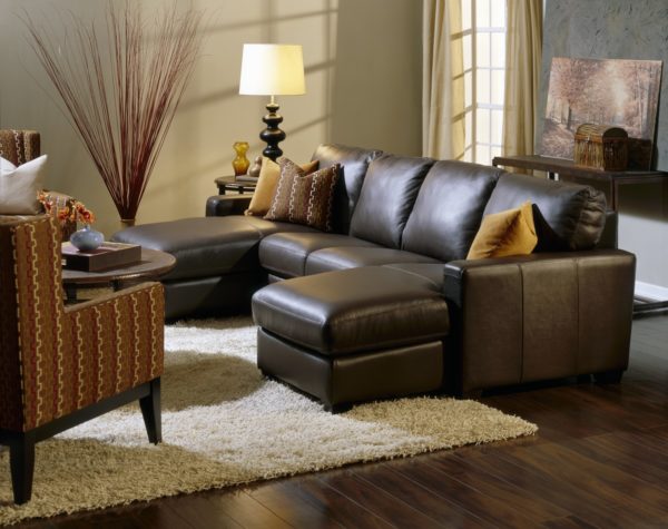 Westend Leather Sectional Brown Room